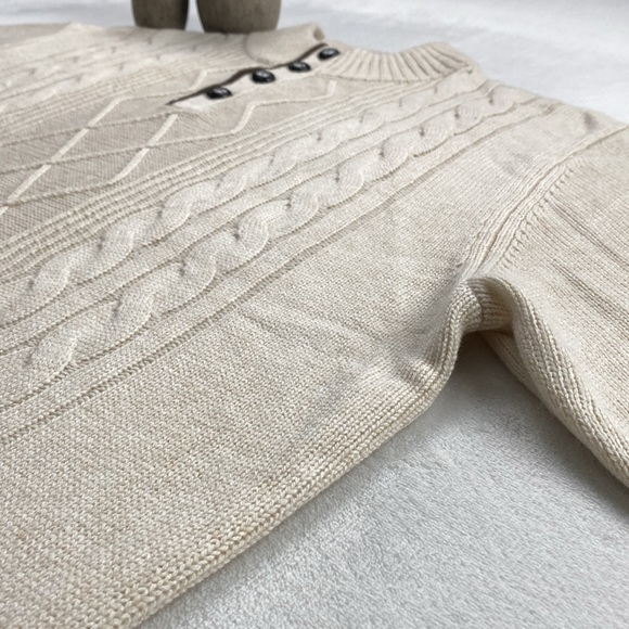 Joseph Abboud Cable/Shaker Knit Mock Neck LS Quarter Button Pullover Sweater - Picture 4 of 16